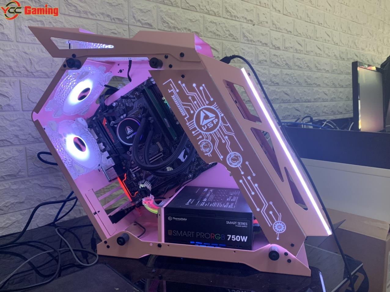 Vỏ máy tính VSP E-ROG ES1 Pink Gaming (No FAN) - Ảnh 2