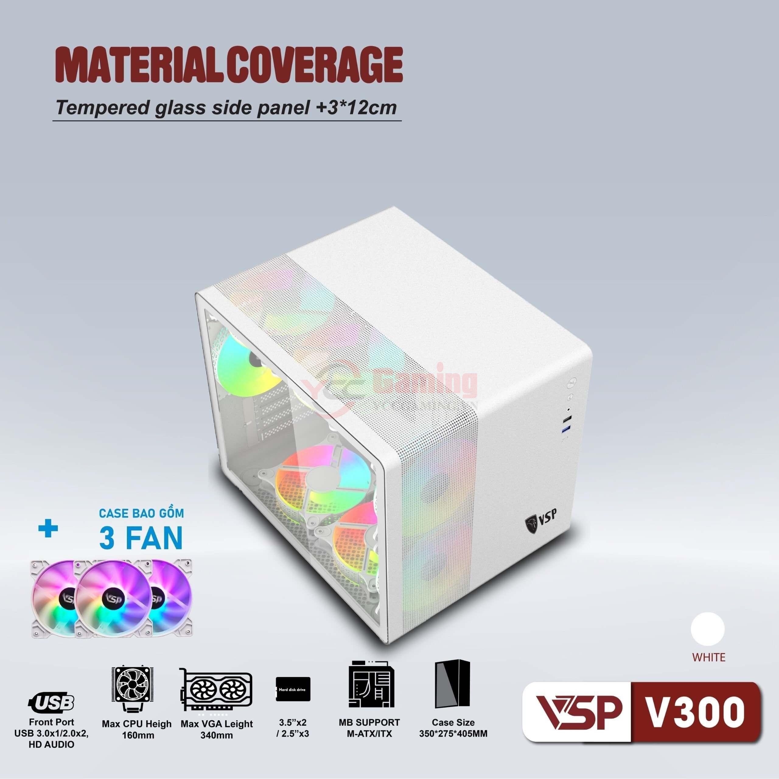 CASE CAO CẤP | VSP V300 – WHITE MINI ATX | TẶNG 3 FAN - Ảnh 2