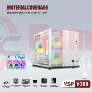 CASE CAO CẤP | VSP V300 – WHITE MINI ATX | TẶNG 3 FAN